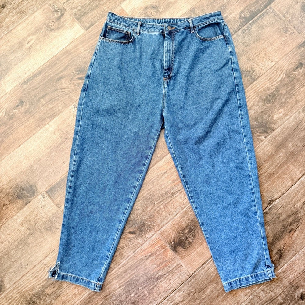 Lucy & Yak Women's Mom High Rise Plus Denim Jeans, Mid Wash Blue, 38(14/16)